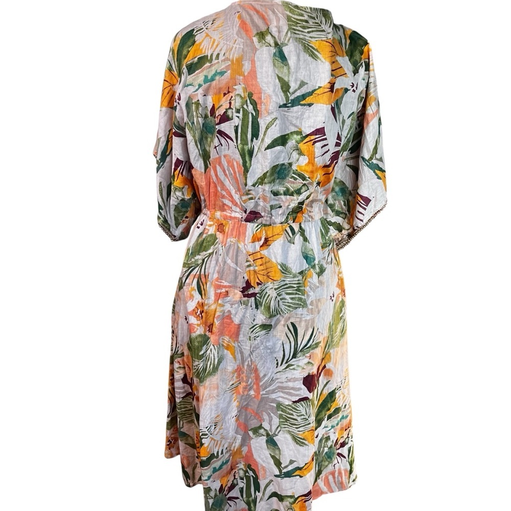 True Destinations Cotton Tropical Kimono Beach Coverup Oversized Small Tassel - Picture 2 of 9